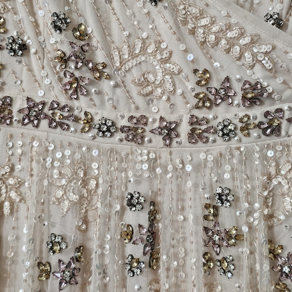 MAC DUGGAL size 10  EMBELLISHED WRAP OVER CAP SLEEVE A-LINE GOWN Dress - Picture 4 of 9